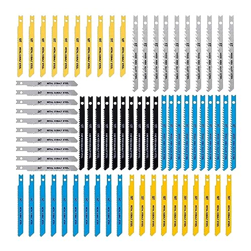 Hethlif 70-Teiliges Stichsägeblatt-Set mit U-Schaft, 6–32 TPI Stichsägeblätter, Stichsägeblatt-Set zum Schneiden Von, Kunststoff und Metall, für die Meisten U-Stichsägen von Hethlif