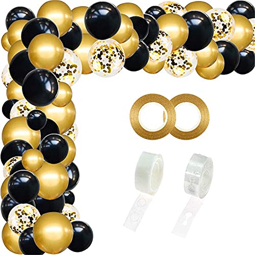 Hethlif Schwarz und Gold Ballons Girlande Bogen Kit 114 StüCk Konfetti Ballons für Geburtstag Graduierung Halloween Dekoration von Hethlif