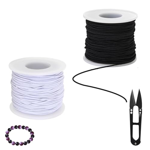 3 Stück Gummiband für Armbänder 1mm x 100m Elastische Faden mit Schere Perlenschnur Elastisches Band für Armbänder für DIY Schmuck Halskette Handwerk von Heting-YQ