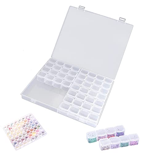 Heting-YQ 56 Fächer Diamond Painting Aufbewahrungsbox Kunststoff Dosen Diamant Stickerei Box Clear Perlenbox Sortierbox für Kleinteile Nägel Perlen Strasssteine Schmuck von Heting-YQ