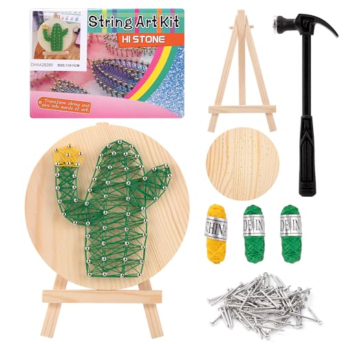 Heveer DIY String Art Kit Für Anfänger DIY Kaktus Craft Kit Nail String Art Kit für Erwachsene Kinder Wanddekorationen Einzigartiges Geschenk von Heveer