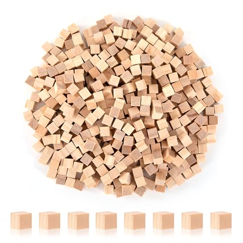 Heveer Holzblöcke 10mm Kleine Holz Würfel Natürliche Blanko DIY Holzblöcke für DIY Basteln Malen Handwerk Dekoration 500 Stück von Heveer