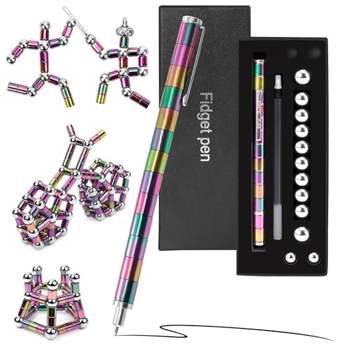 Heveer Magnetischer Kugelschreiber Fidget Pen Lustige Multifunktions Stift Stressabbau Geschenk für Junge Männer Frauen Teenager Mehrfarbig von Heveer