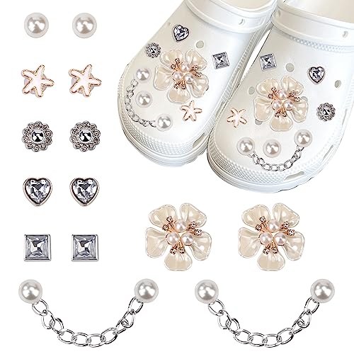 Schuhanhänger für Frauen 14 Stück Bling Diamant Pearl Schuhdekoration Anhänger Schuhzubehör Schuhschmuck Charms für Party Geschenk von Heveer