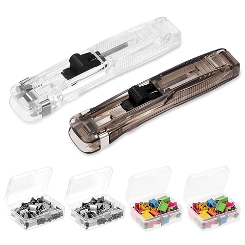 Push Hefter Set Reusable Manuelle Hefter 2 Stück Stapler mit 200 Stück Edelstahl Klammern für Fixieren Losem Blattpapier von Heveer