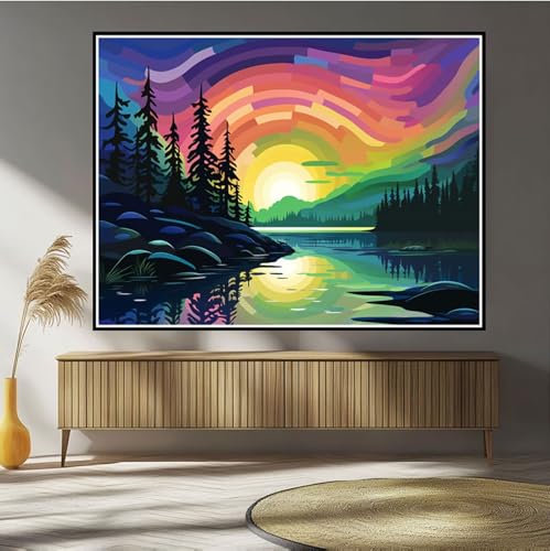 Diamond Painting Aurora Diamond Painting Kinder Abstrakt Diamant Bilder, 5D DIY Diamant Kunst Malerei Mosaik Bastelset Erwachsene Kreuzstich Stickerei Set Deko Wohnzimme, Geschenke 40x60cm B-521 von Hewuiwea