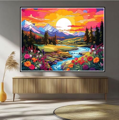 Diamond Painting Berg Diamond Painting Kinder Abstrakt Diamant Bilder, 5D DIY Diamant Kunst Malerei Mosaik Bastelset Erwachsene Kreuzstich Stickerei Set Deko Wohnzimme, Geschenke 30x50cm B-135 von Hewuiwea