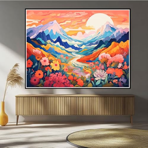 Diamond Painting Berg Diamond Painting Kinder Blume Diamant Bilder, 5D DIY Diamant Kunst Malerei Mosaik Bastelset Erwachsene Kreuzstich Stickerei Set Deko Wohnzimme, Geschenke für Frauen 20x30cm B-145 von Hewuiwea