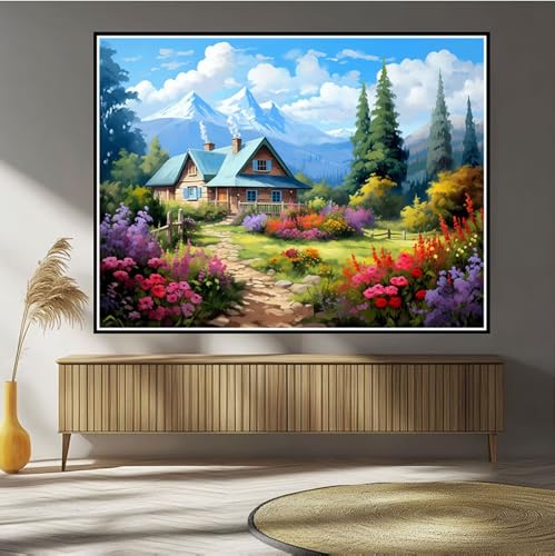 Diamond Painting Berg Diamond Painting Kinder Blume Diamant Bilder, 5D DIY Diamant Kunst Malerei Mosaik Bastelset Erwachsene Kreuzstich Stickerei Set Deko Wohnzimme, Geschenke für Frauen 30x50cm B-144 von Hewuiwea