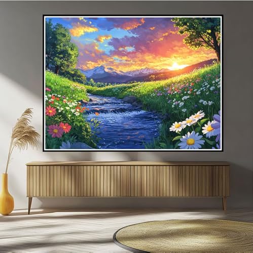 Diamond Painting Berg Diamond Painting Kinder Blume Diamant Bilder, 5D DIY Diamant Kunst Malerei Mosaik Bastelset Erwachsene Kreuzstich Stickerei Set Deko Wohnzimme, Geschenke für Frauen 30x50cm B-143 von Hewuiwea