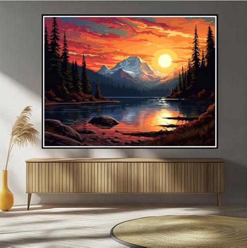 Diamond Painting Berg Diamond Painting Kinder Sonnenuntergang Diamant Bilder, 5D DIY Diamant Kunst Malerei Mosaik Bastelset Erwachsene Kreuzstich Stickerei Set Deko Wohnzimme, Geschenke 30x40cm B-148 von Hewuiwea