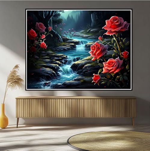 Diamond Painting Blume Diamond Painting Kinder Rose Diamant Bilder, 5D DIY Diamant Kunst Malerei Mosaik Bastelset Erwachsene Kreuzstich Stickerei Set Deko Wohnzimme, Geschenke für Frauen 30x50cm B-475 von Hewuiwea