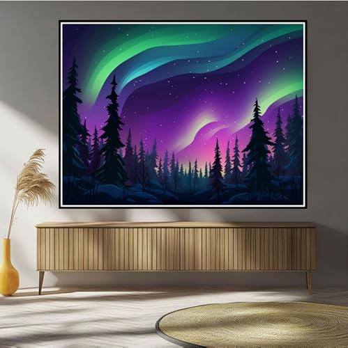 Diamond Painting Erwachsene Aurora Diamond Painting Sternenhimmel Diamant Painting Bilder Groß XXL 90x120cm, DIY 5D Diamant Malerei mit Komplett Zubehör Embroidery Set Crystal Art Home Dekor B-525 von Hewuiwea