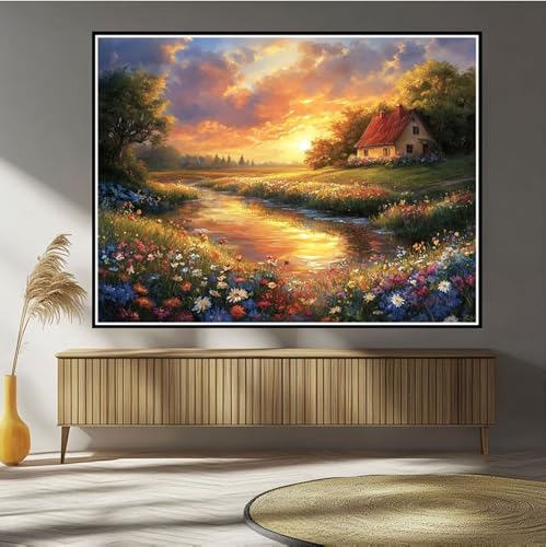 Diamond Painting Erwachsene Blume Diamond Painting Bauernhof Diamant Painting Bilder Groß XXL 50x70cm, DIY 5D Diamant Malerei mit Komplett Zubehör Embroidery Set Crystal Art Home Dekor Geschenke B-485 von Hewuiwea