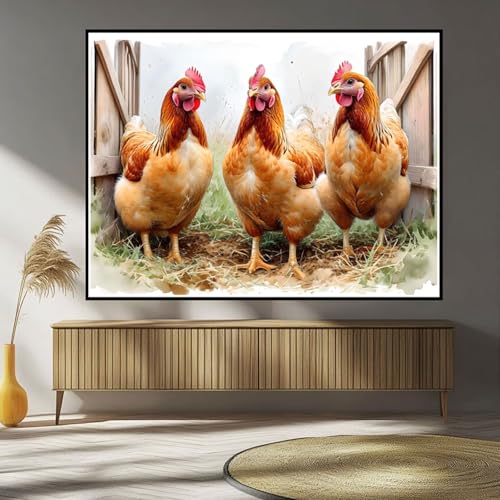 Diamond Painting Erwachsene Huhn Diamond Painting Tier Diamant Painting Bilder Groß XXL 50x70cm, DIY 5D Diamant Malerei mit Komplett Zubehör Embroidery Set Crystal Art Home Wand Dekor Geschenke B-517 von Hewuiwea