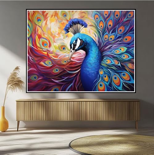 Diamond Painting Erwachsene Pfau Diamond Painting Tier Diamant Painting Bilder Groß XXL 50x70cm, DIY 5D Diamant Malerei mit Komplett Zubehör Embroidery Set Crystal Art Home Wand Dekor Geschenke B-532 von Hewuiwea