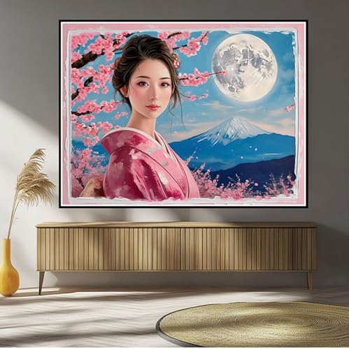 Diamond Painting Frau Diamond Painting Kinder Japan Diamant Bilder, 5D DIY Diamant Kunst Malerei Mosaik Bastelset Erwachsene Kreuzstich Stickerei Set Deko Wohnzimme, Geschenke für Frauen 20x30cm B-105 von Hewuiwea