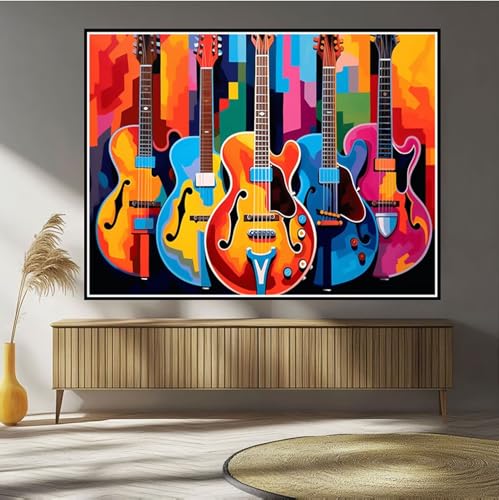 Diamond Painting Gitarre Diamond Painting Kinder Abstrakt Diamant Bilder, 5D DIY Diamant Kunst Malerei Mosaik Bastelset Erwachsene Kreuzstich Stickerei Set Deko Wohnzimme, Geschenke 30x50cm B-519 von Hewuiwea