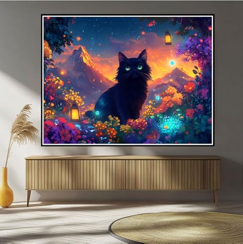 Diamond Painting Katze Diamond Painting Kinder Berg Diamant Bilder, 5D DIY Diamant Kunst Malerei Mosaik Bastelset Erwachsene Kreuzstich Stickerei Set Deko Wohnzimme, Geschenke für Frauen 20x30cm B-47 von Hewuiwea