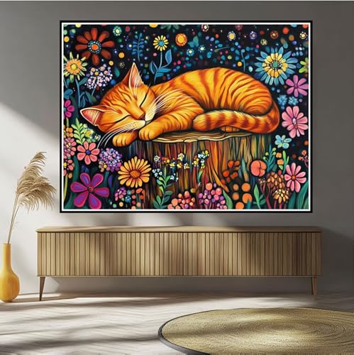 Diamond Painting Katze Diamond Painting Kinder Blume Diamant Bilder, 5D DIY Diamant Kunst Malerei Mosaik Bastelset Erwachsene Kreuzstich Stickerei Set Deko Wohnzimme, Geschenke für Frauen 20x30cm B-35 von Hewuiwea