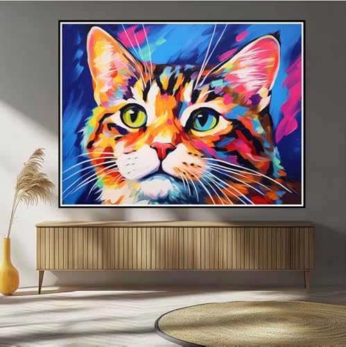 Diamond Painting Katze Diamond Painting Kinder Farbe Diamant Bilder, 5D DIY Diamant Kunst Malerei Mosaik Bastelset Erwachsene Kreuzstich Stickerei Set Deko Wohnzimme, Geschenke für Frauen 30x40cm B-22 von Hewuiwea