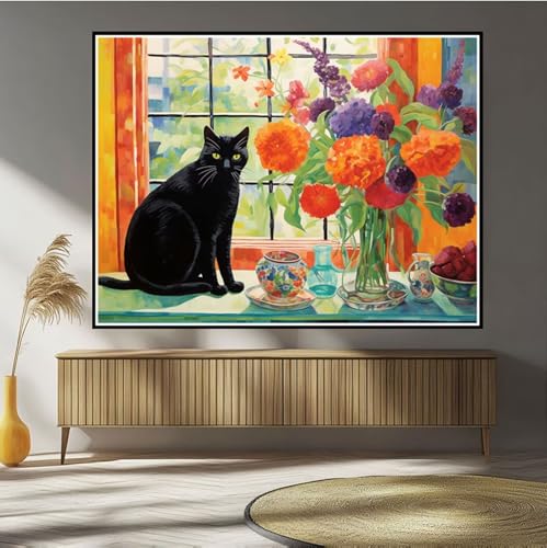 Diamond Painting Katze Diamond Painting Kinder Fensterbank Diamant Bilder, 5D DIY Diamant Kunst Malerei Mosaik Bastelset Erwachsene Kreuzstich Stickerei Set Deko Wohnzimme, Geschenke 30x50cm B-24 von Hewuiwea