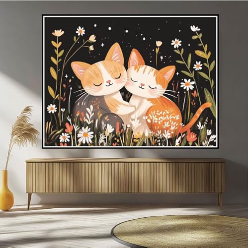 Diamond Painting Katze Diamond Painting Kinder Karikatur Diamant Bilder, 5D DIY Diamant Kunst Malerei Mosaik Bastelset Erwachsene Kreuzstich Stickerei Set Deko Wohnzimme, Geschenke 30x50cm B-43 von Hewuiwea