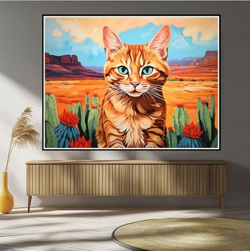 Diamond Painting Katze Diamond Painting Kinder Landschaft Diamant Bilder, 5D DIY Diamant Kunst Malerei Mosaik Bastelset Erwachsene Kreuzstich Stickerei Set Deko Wohnzimme, Geschenke 20x30cm B-41 von Hewuiwea