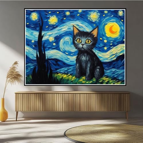 Diamond Painting Katze Diamond Painting Kinder Sternenhimmel Diamant Bilder, 5D DIY Diamant Kunst Malerei Mosaik Bastelset Erwachsene Kreuzstich Stickerei Set Deko Wohnzimme, Geschenke 30x40cm B-49 von Hewuiwea