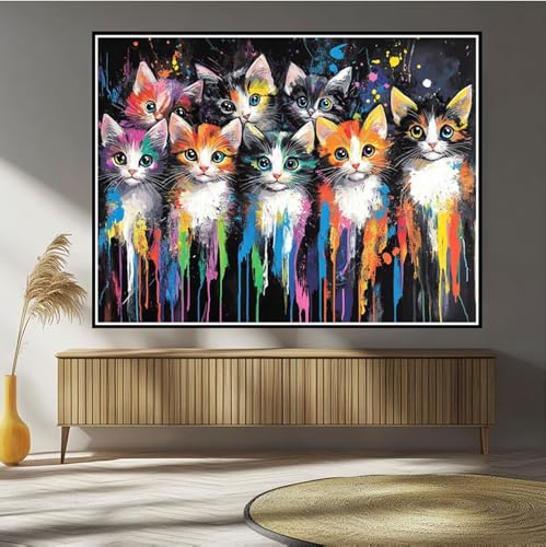 Diamond Painting Katze Diamond Painting Kinder Tier Diamant Bilder, 5D DIY Diamant Kunst Malerei Mosaik Bastelset Erwachsene Kreuzstich Stickerei Set Deko Wohnzimme, Geschenke für Frauen 30x40cm B-28 von Hewuiwea