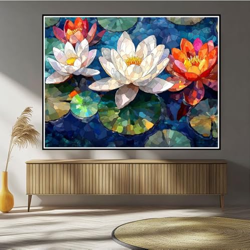 Diamond Painting Lotus Diamond Painting Kinder Abstrakt Diamant Bilder, 5D DIY Diamant Kunst Malerei Mosaik Bastelset Erwachsene Kreuzstich Stickerei Set Deko Wohnzimme, Geschenke 40x60cm B-535 von Hewuiwea