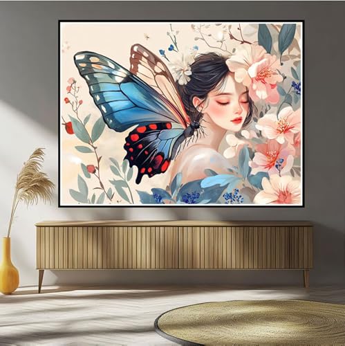 Diamond Painting Mädchen Diamond Painting Kinder Schmetterling Diamant Bilder, 5D DIY Diamant Kunst Malerei Mosaik Bastelset Erwachsene Kreuzstich Stickerei Set Deko Wohnzimme, Geschenke 20x30cm B-73 von Hewuiwea