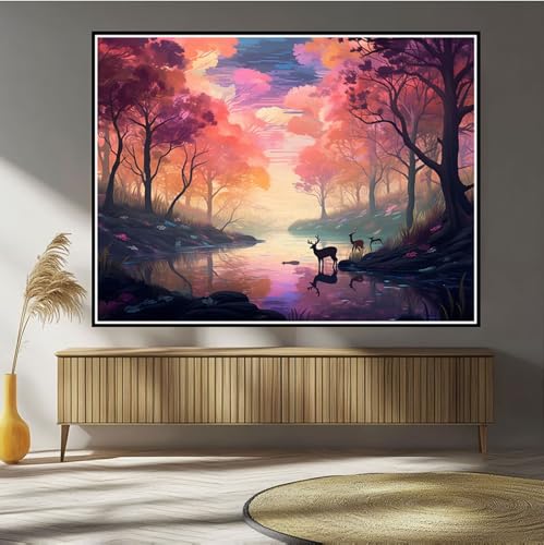 Diamond Painting Reh Diamond Painting Kinder Baum Diamant Bilder, 5D DIY Diamant Kunst Malerei Mosaik Bastelset Erwachsene Kreuzstich Stickerei Set Deko Wohnzimme, Geschenke für Frauen 30x50cm B-538 von Hewuiwea