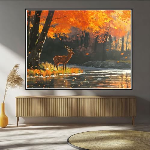 Diamond Painting Reh Diamond Painting Kinder Herbst Diamant Bilder, 5D DIY Diamant Kunst Malerei Mosaik Bastelset Erwachsene Kreuzstich Stickerei Set Deko Wohnzimme, Geschenke für Frauen 60x80cm B-537 von Hewuiwea