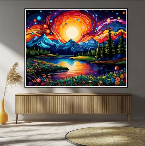 Diamond Painting Sonnenuntergang Diamond Painting Kinder Farbe Diamant Bilder, 5D DIY Diamant Kunst Malerei Mosaik Bastelset Erwachsene Kreuzstich Stickerei Set Deko Wohnzimme, Geschenke 20x30cm B-542 von Hewuiwea