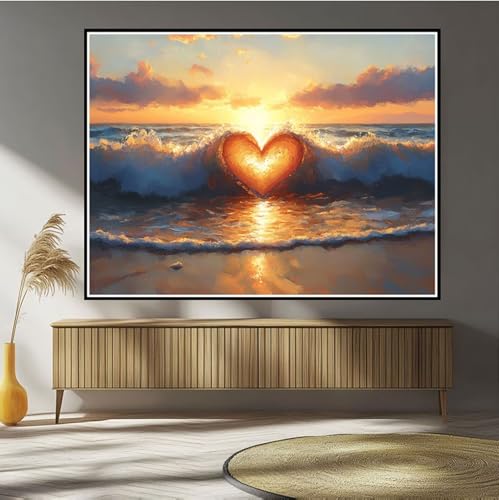 Diamond Painting Sonnenuntergang Diamond Painting Kinder Herz Diamant Bilder, 5D DIY Diamant Kunst Malerei Mosaik Bastelset Erwachsene Kreuzstich Stickerei Set Deko Wohnzimme, Geschenke 30x40cm B-9 von Hewuiwea