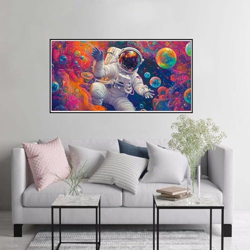 Malen nach Zahlen Astronaut Malen nach Zahlen Erwachsene Raum Paint by Numbers ab 7 Jahre Mädchen, DIY Handgemalt Ölgemälde mit Pinseln und Acrylfarbe Leinwand Kit, Geschenke für Frauen 40x80cm A-989 von Hewuiwea