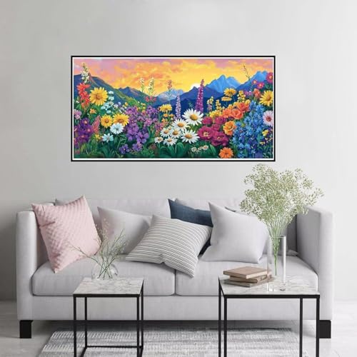 Malen nach Zahlen Blume Malen nach Zahlen Erwachsene Berg Paint by Numbers ab 7 jahre mädchen, DIY Handgemalt Ölgemälde mit Pinseln und Acrylfarbe leinwand Kit, Geschenke für Frauen 80x160cm A-307 von Hewuiwea