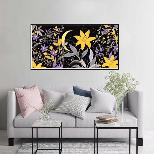 Malen nach Zahlen Blume Malen nach Zahlen Erwachsene Nachtansicht Paint by Numbers ab 7 jahre mädchen, DIY Handgemalt Ölgemälde mit Pinseln Acrylfarbe leinwand Kit, Geschenke für Frauen 40x80cm A-355 von Hewuiwea