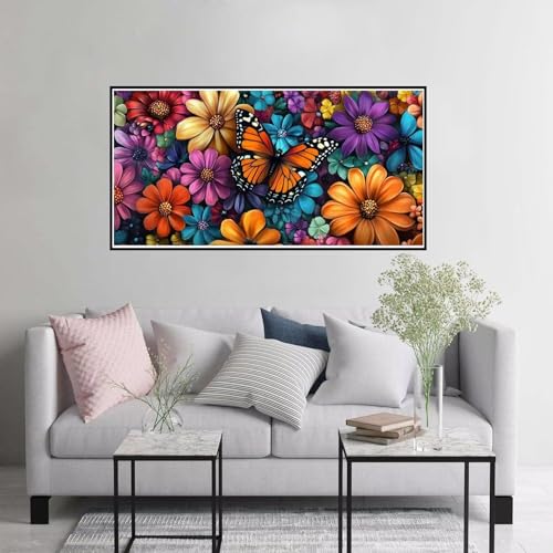 Malen nach Zahlen Blume Malen nach Zahlen Erwachsene Schmetterling Paint by Numbers ab 7 jahre mädchen, DIY Handgemalt Ölgemälde mit Pinseln Acrylfarbe leinwand Kit, Geschenke für Frauen 40x80cm A-223 von Hewuiwea