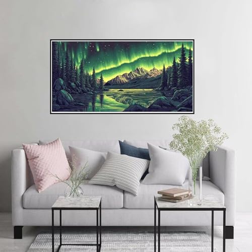 Malen nach Zahlen Erwachsene Aurora Malen nach Zahlen ab 7 jahre mädchen, Baum Paint by Numbers mit Pinseln und Acrylfarbe Leinwand Kit, DIY Handgemalt Ölgemälde Geschenke für Frauen 50x100cm A-403 von Hewuiwea