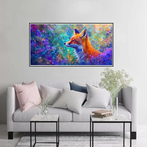 Malen nach Zahlen Erwachsene Blume Malen nach Zahlen ab 7 jahre mädchen, Fuchs Paint by Numbers mit Pinseln und Acrylfarbe Leinwand Kit, DIY Handgemalt Ölgemälde Geschenke für Frauen 30x60cm A-216 von Hewuiwea