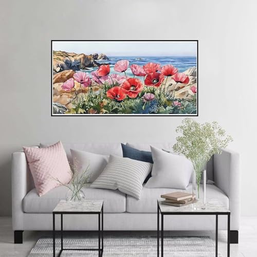 Malen nach Zahlen Erwachsene Blume Malen nach Zahlen ab 7 jahre mädchen, Landschaft Paint by Numbers mit Pinseln und Acrylfarbe Leinwand Kit, Handgemalt Ölgemälde Geschenke für Frauen 70x140cm A-208 von Hewuiwea