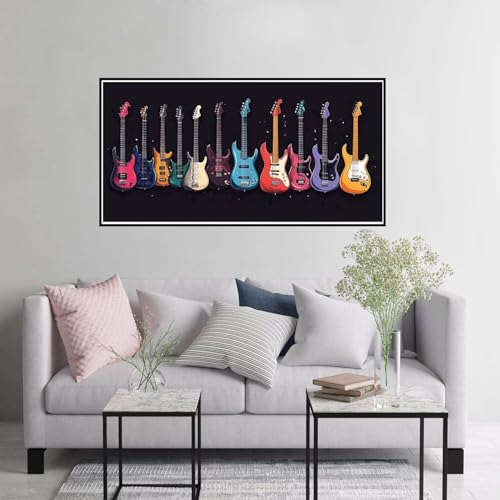 Malen nach Zahlen Erwachsene Gitarre Malen nach Zahlen ab 7 jahre mädchen, Abstrakt Paint by Numbers mit Pinseln und Acrylfarbe Leinwand Kit, Handgemalt Ölgemälde Geschenke für Frauen 50x100cm A-401 von Hewuiwea