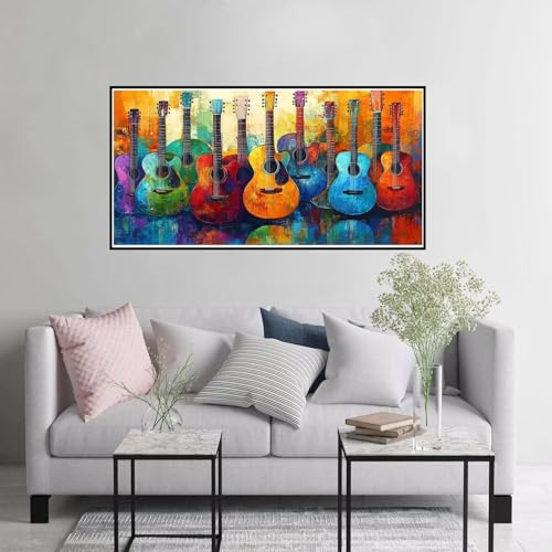 Malen nach Zahlen Erwachsene Gitarre Malen nach Zahlen ab 7 jahre mädchen, Farbe Paint by Numbers mit Pinseln und Acrylfarbe Leinwand Kit, DIY Handgemalt Ölgemälde Geschenke für Frauen 30x60cm A-400 von Hewuiwea