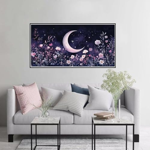 Malen nach Zahlen Erwachsene Groß 100x200cm, Mond Malen nach Zahlen Blume Malen nach Zahlen Kinder, malen-nach-zahlen DIY Ölgemälde Leinwand Set, Kreativ Geschenke für Frauen und Zimmer Deko A-995 von Hewuiwea