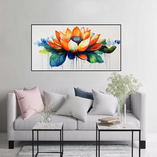 Malen nach Zahlen Erwachsene Lotus Malen nach Zahlen ab 7 jahre mädchen, Abstrakt Paint by Numbers mit Pinseln und Acrylfarbe Leinwand Kit, DIY Handgemalt Ölgemälde Geschenke für Frauen 90x180cm A-414 von Hewuiwea