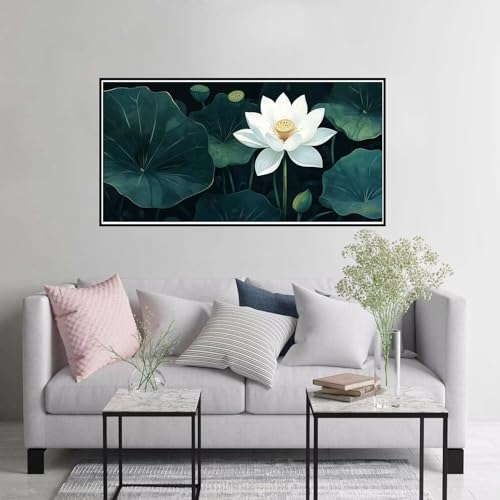 Malen nach Zahlen Erwachsene Lotus Malen nach Zahlen ab 7 jahre mädchen, Blume Paint by Numbers mit Pinseln und Acrylfarbe Leinwand Kit, DIY Handgemalt Ölgemälde Geschenke für Frauen 90x180cm A-416 von Hewuiwea