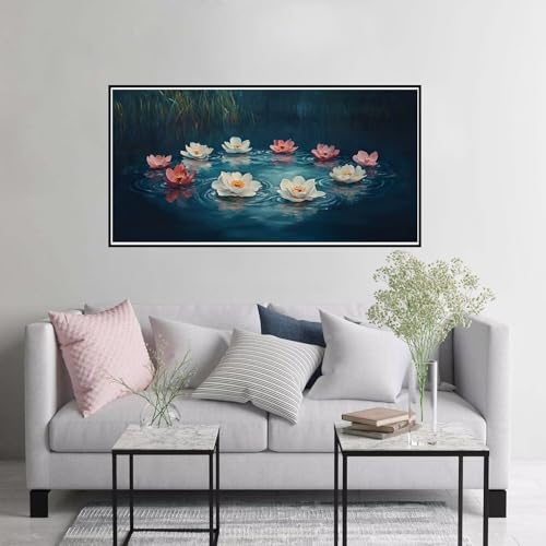 Malen nach Zahlen Lotus Malen nach Zahlen Erwachsene Baum Paint by Numbers ab 7 jahre mädchen, DIY Handgemalt Ölgemälde mit Pinseln und Acrylfarbe leinwand Kit, Geschenke für Frauen 40x80cm A-417 von Hewuiwea