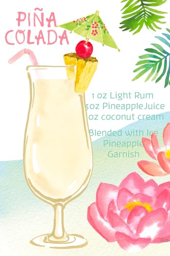 Pina Colada Aquarellbild – Made in France – Acrylglastafel 40 x 60 cm von Hexoa